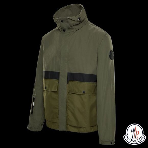 MONCLER **NWT** Carax Technical Hooded Windbreaker Jacket In Olive Green - Picture 9 of 15